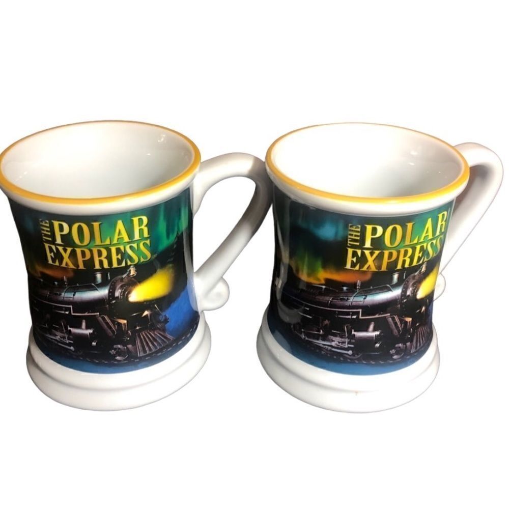 The Polar Express Set of 2 3D Embossed Coffee/ Tea Mug NWOB